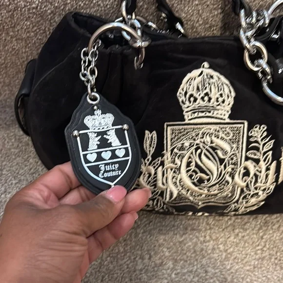 Juicy Couture Black Shoulder Bag with Silver Chain Details - Picture 2 of 5
